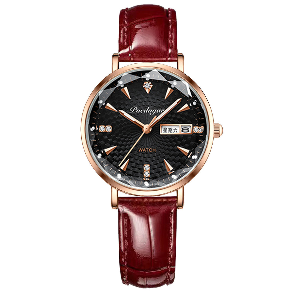 Women's Business Style Double Calendar Quartz Wristwatch