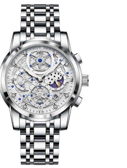 Luxury Men’s Hollow-Out Large Dial Waterproof Watch – High-Grade Style”