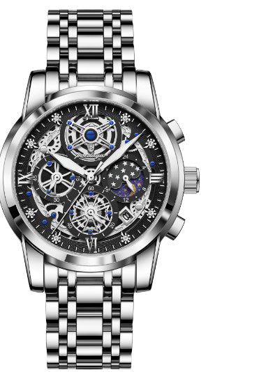 Luxury Men’s Hollow-Out Large Dial Waterproof Watch – High-Grade Style”