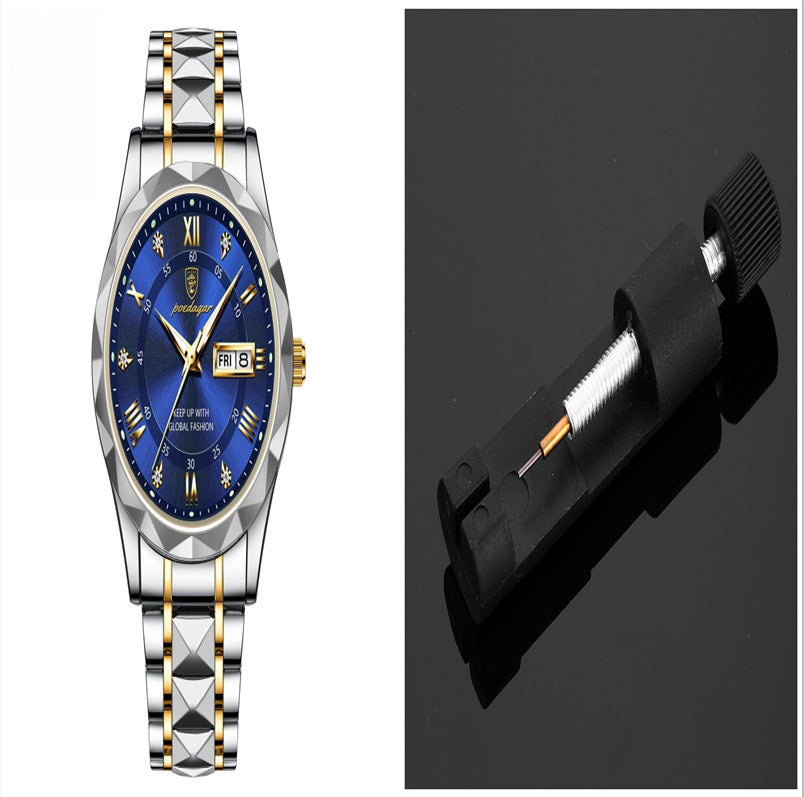 Men’s Waterproof Luminous Quartz Watch with Dual Calendar”