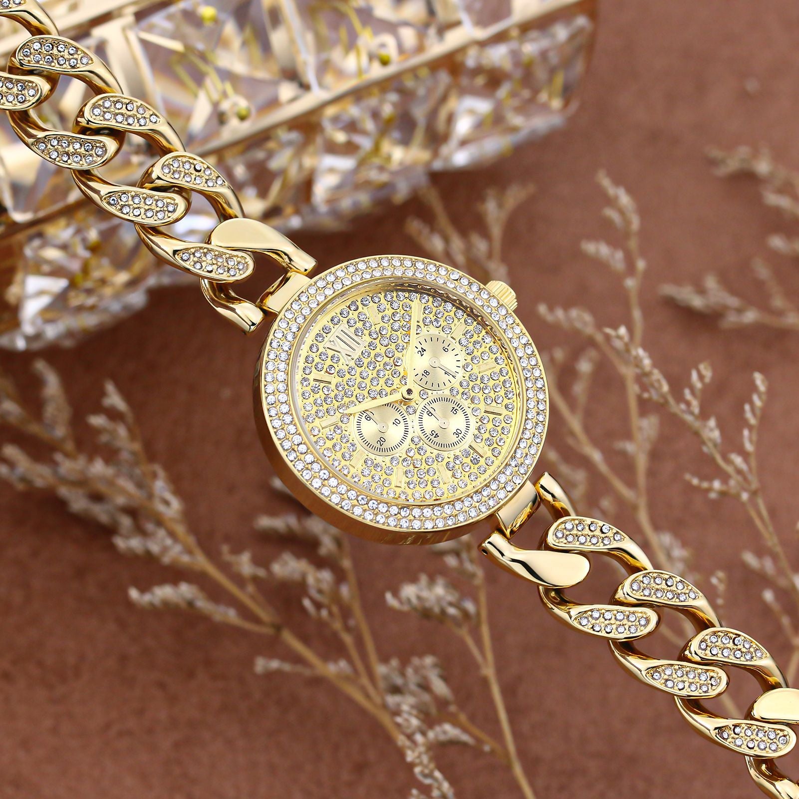Premium Cuban Link Diamond Quartz Watch