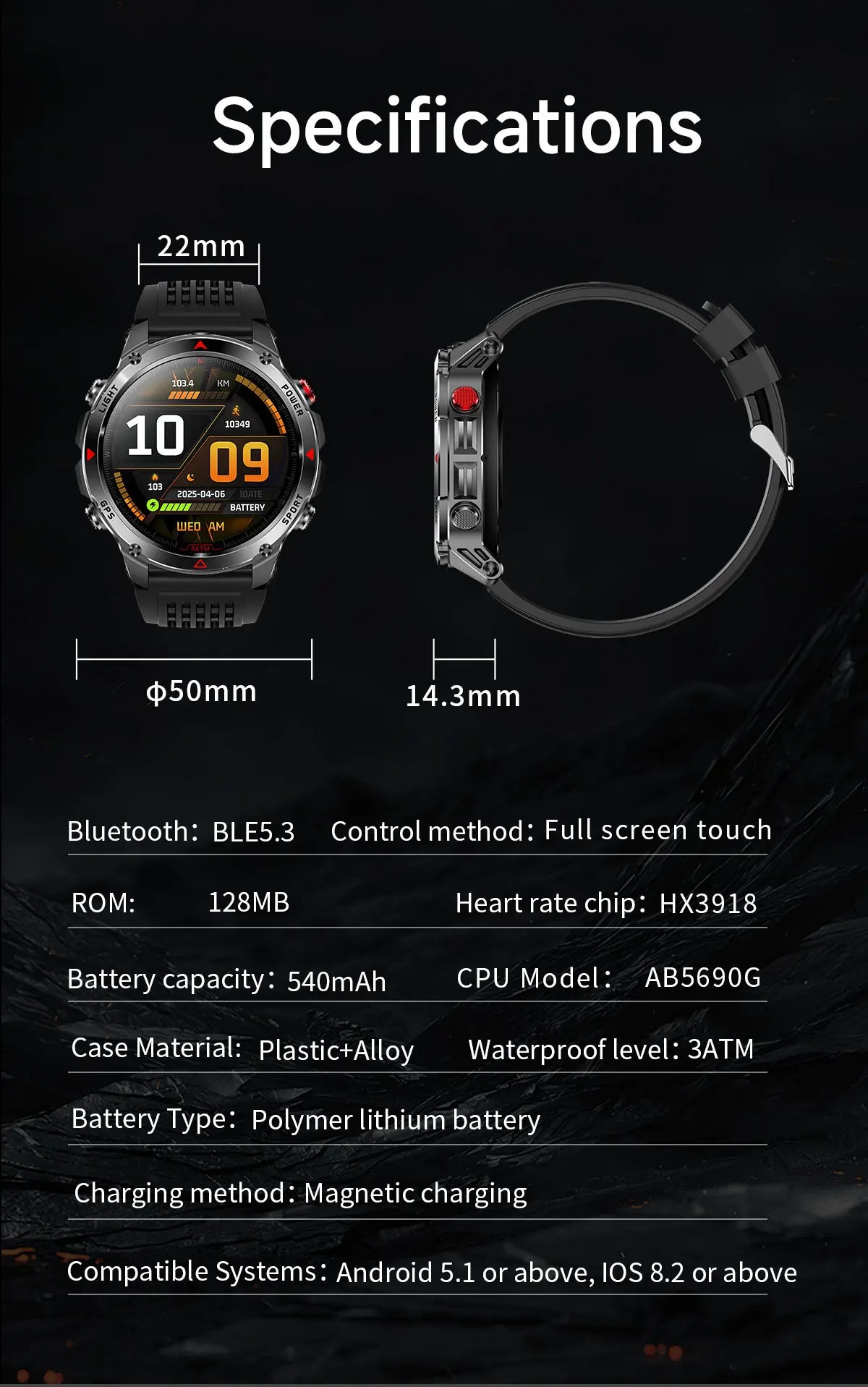 T-Rex 3 GPS Smart Watch for Men