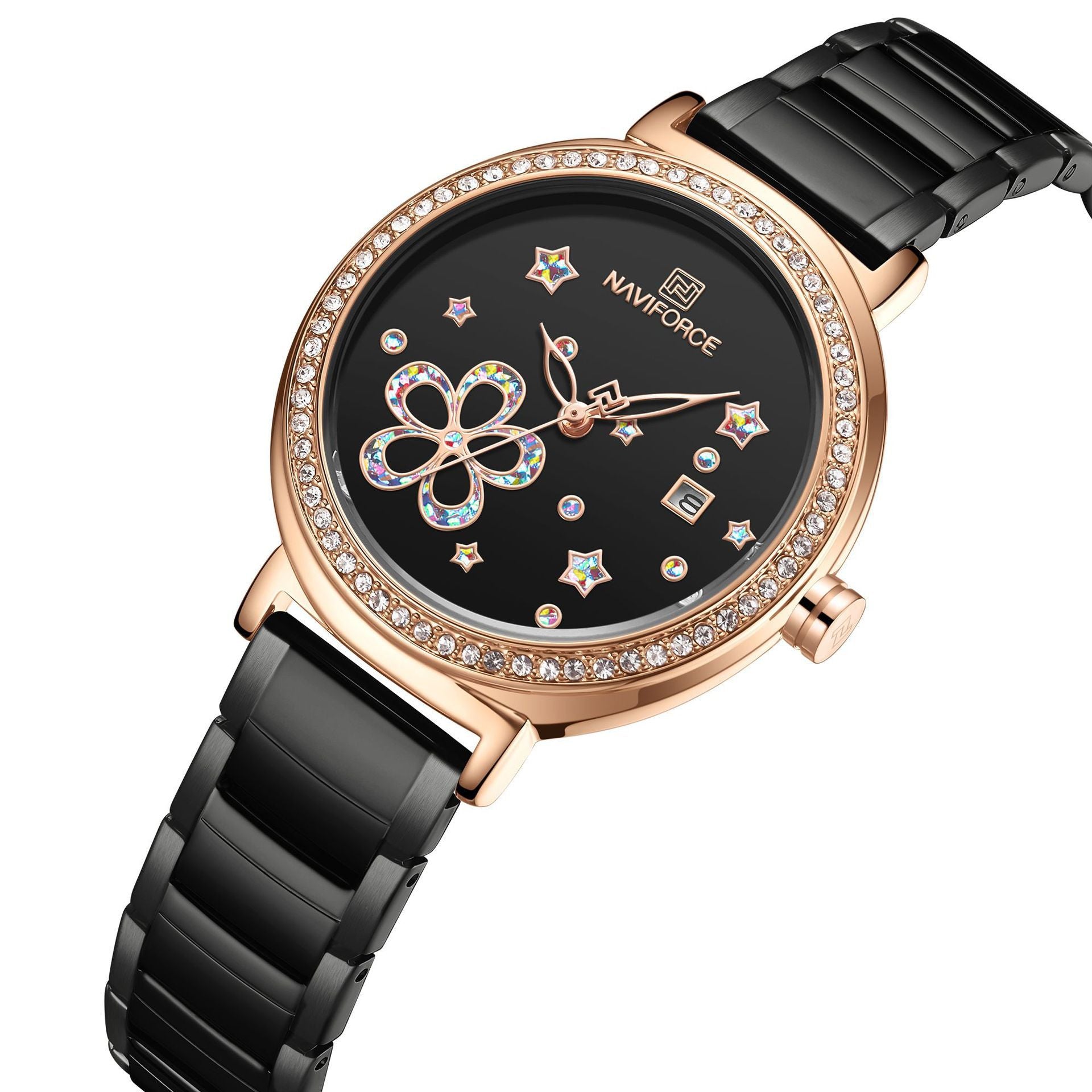 Floral Steel Ladies Quartz Watch