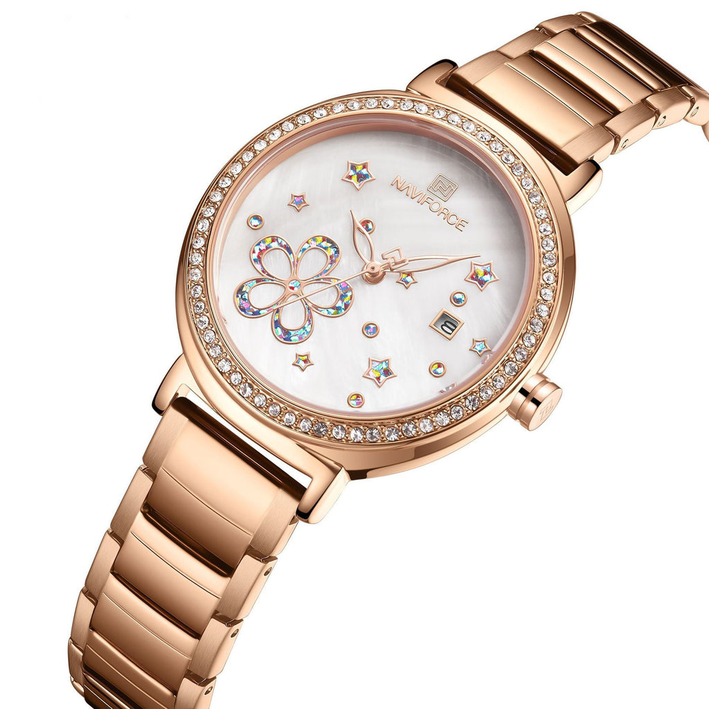 Floral Steel Ladies Quartz Watch