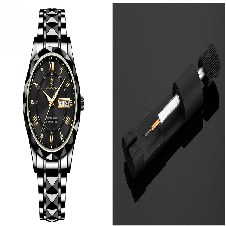 Men’s Waterproof Luminous Quartz Watch with Dual Calendar”