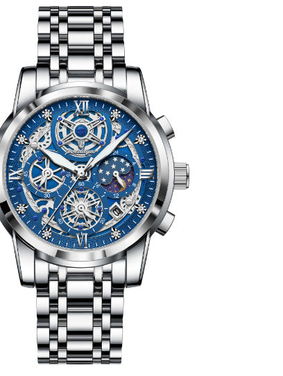 Luxury Men’s Hollow-Out Large Dial Waterproof Watch – High-Grade Style”