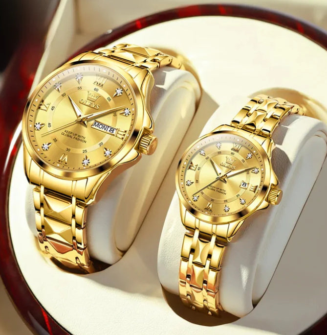 "Elegant Waterproof Quartz Couple’s Watch – Simple & Casual Design"
