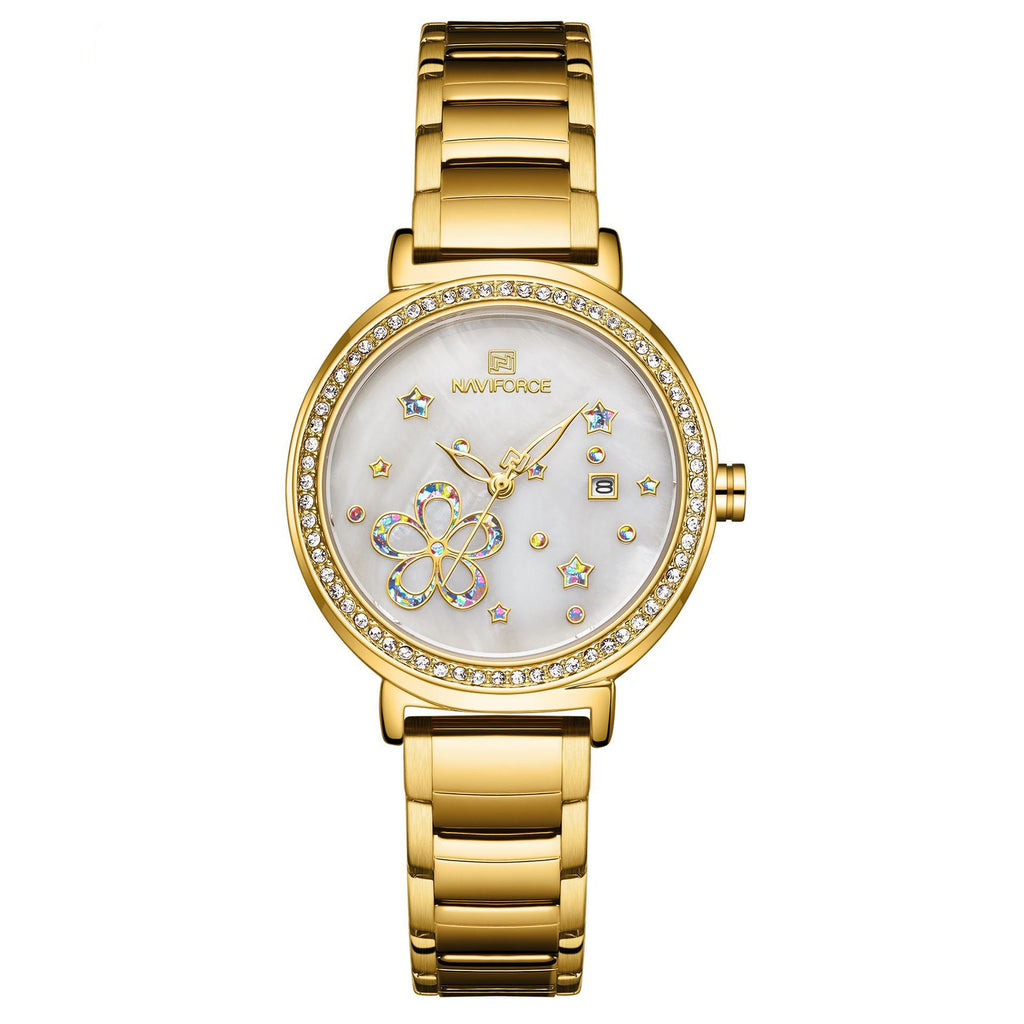 Floral Steel Ladies Quartz Watch