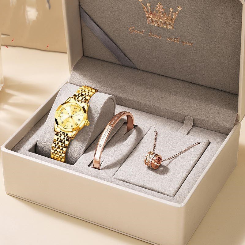 "Elegant Quartz Women's Watch with Gift Box – Perfect for Any Occasion"