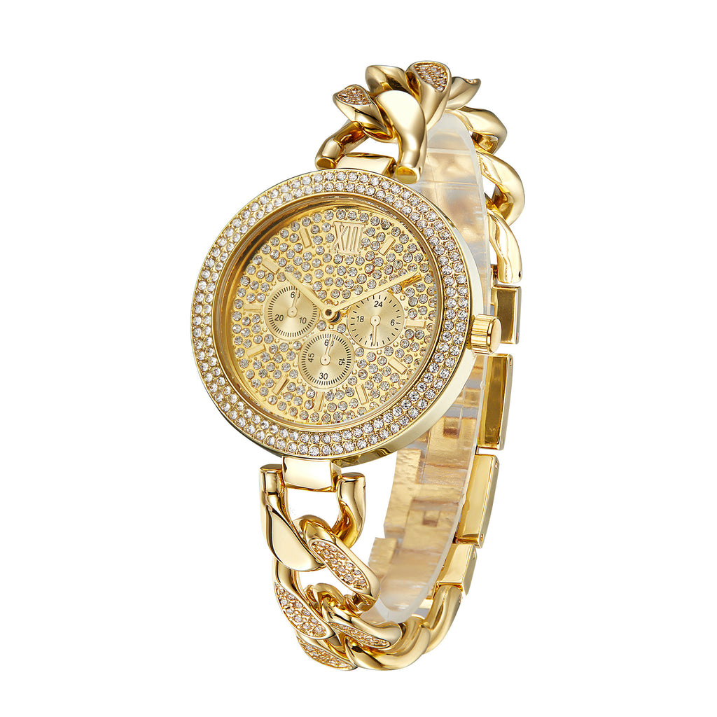 Premium Cuban Link Diamond Quartz Watch