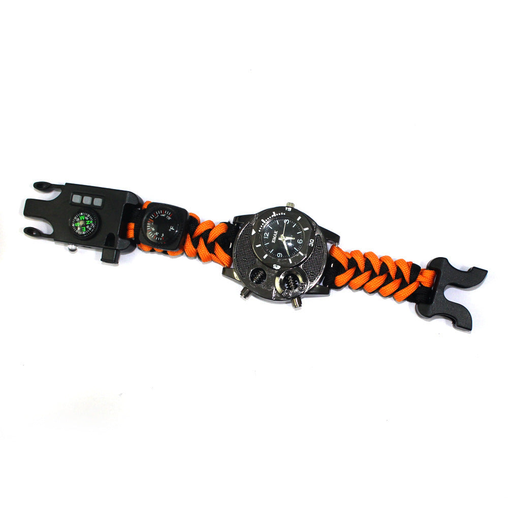 Outdoor Survival Watch with Compass & LED Light – Nylon Paracord 7-Core Bracelet for Camping & Hiking