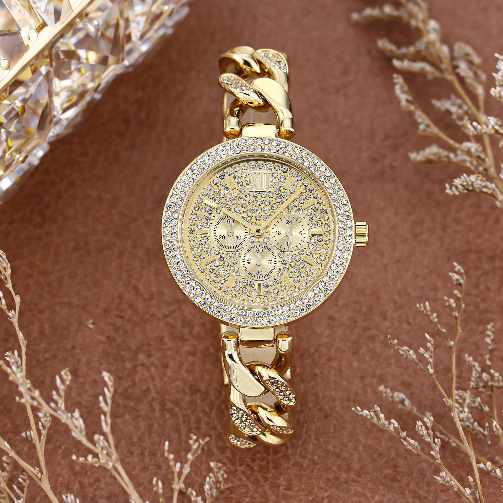 Premium Cuban Link Diamond Quartz Watch