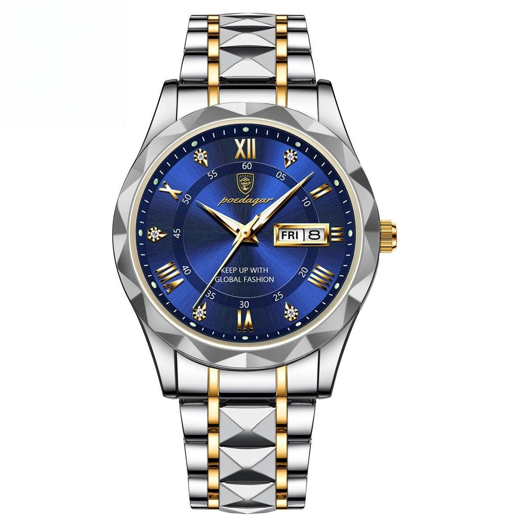 Men’s Waterproof Luminous Quartz Watch with Dual Calendar”