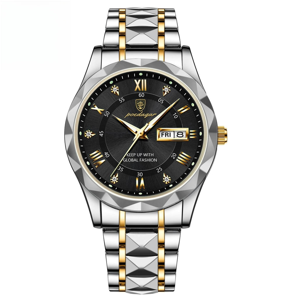 Men’s Waterproof Luminous Quartz Watch with Dual Calendar”