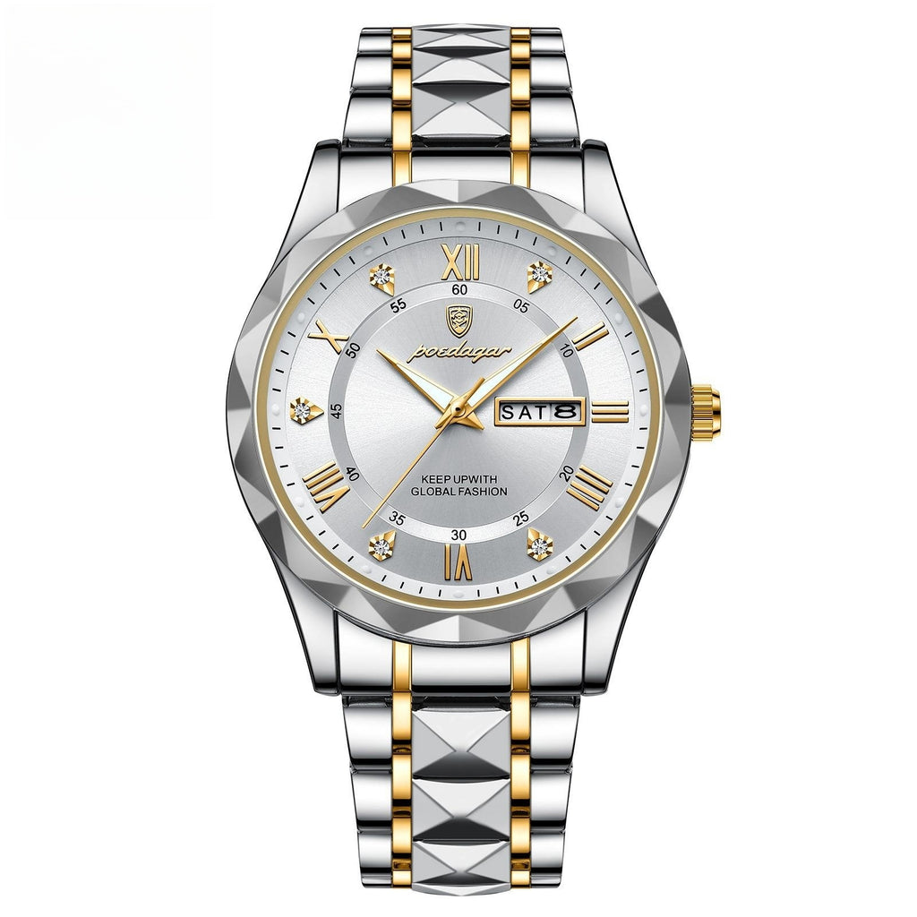 Men’s Waterproof Luminous Quartz Watch with Dual Calendar”