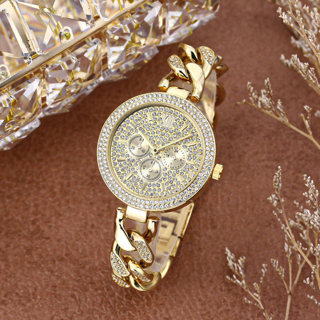 Premium Cuban Link Diamond Quartz Watch