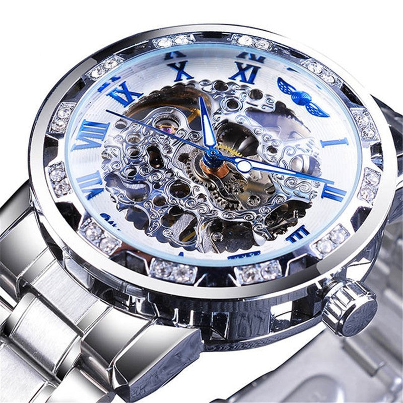 Classic Skeleton Rhinestone Automatic Watch