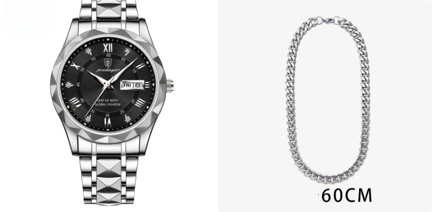 Men’s Waterproof Luminous Quartz Watch with Dual Calendar”