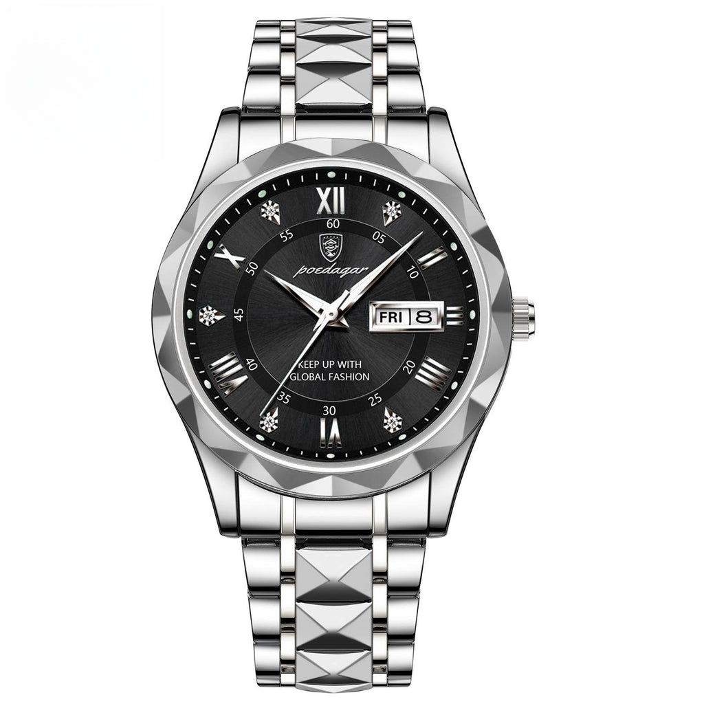 Men’s Waterproof Luminous Quartz Watch with Dual Calendar”