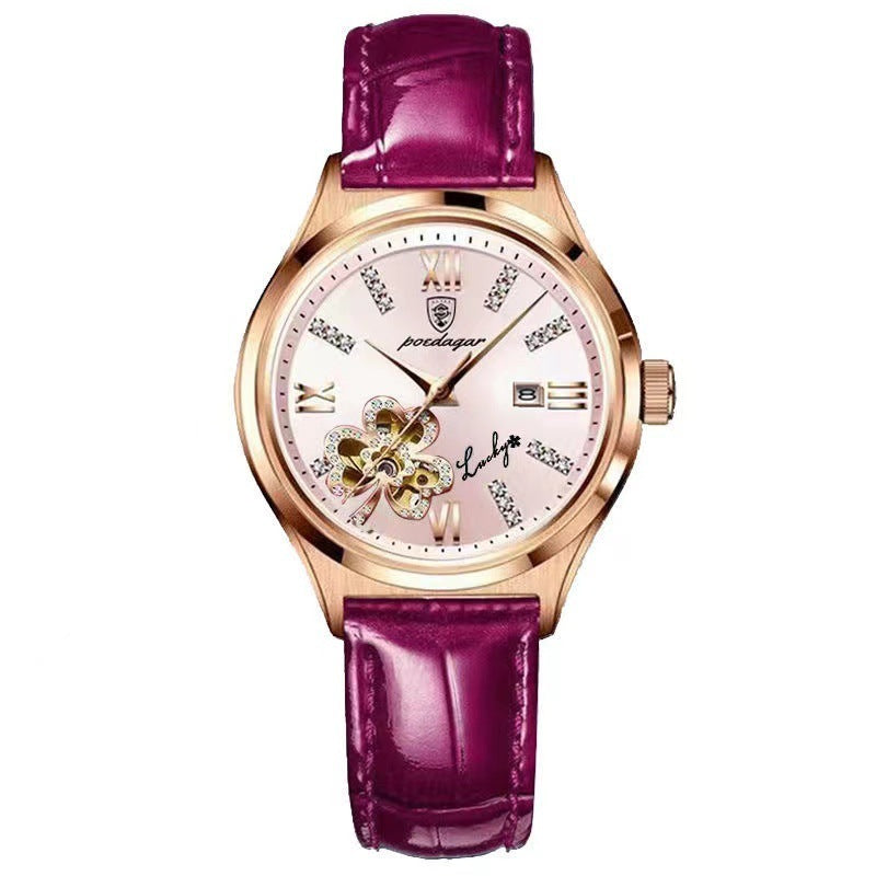 “Korean Style Waterproof Ladies Watch with Calendar”