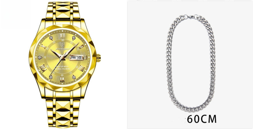 Men’s Waterproof Luminous Quartz Watch with Dual Calendar”
