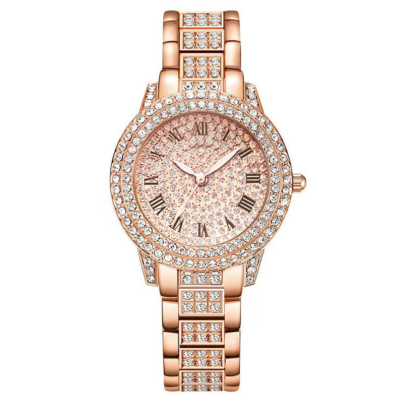 Elegant Women's Diamond Quartz Watch – 5-Piece Gift Set