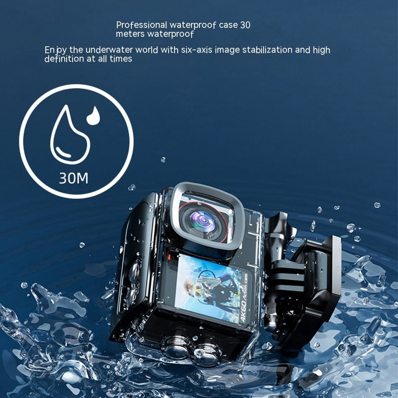 4K Ultra HD Waterproof Sports Camera – 30M Diving, Anti-Shake, Wide Lens
