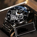 “Men’s Hollow Skeleton Waterproof Luminous Watch with Calendar”