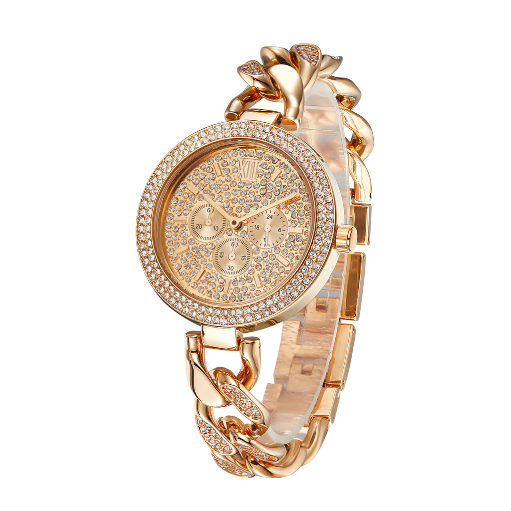 Premium Cuban Link Diamond Quartz Watch