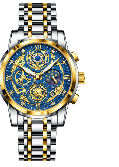 Luxury Men’s Hollow-Out Large Dial Waterproof Watch – High-Grade Style”