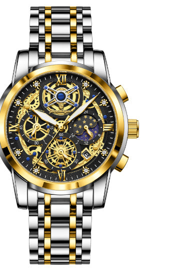 Luxury Men’s Hollow-Out Large Dial Waterproof Watch – High-Grade Style”