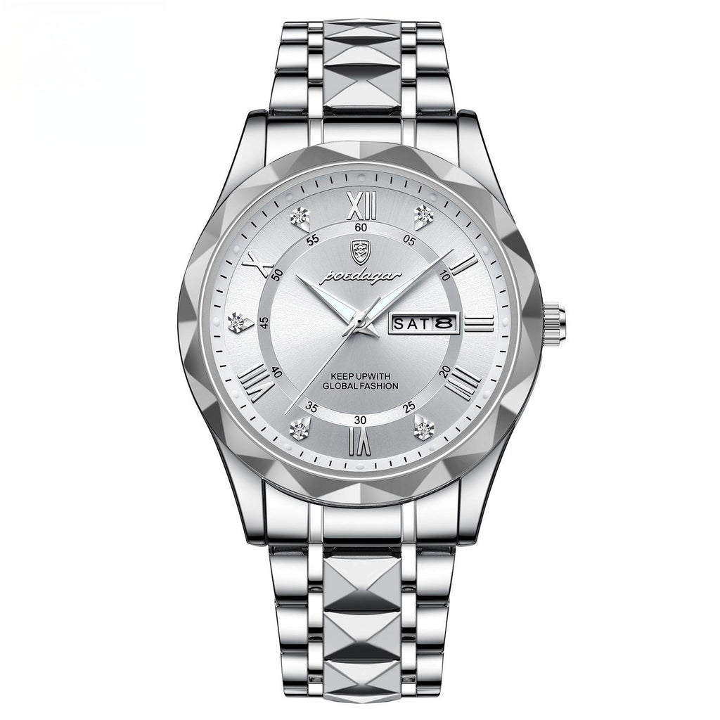 Men’s Waterproof Luminous Quartz Watch with Dual Calendar”