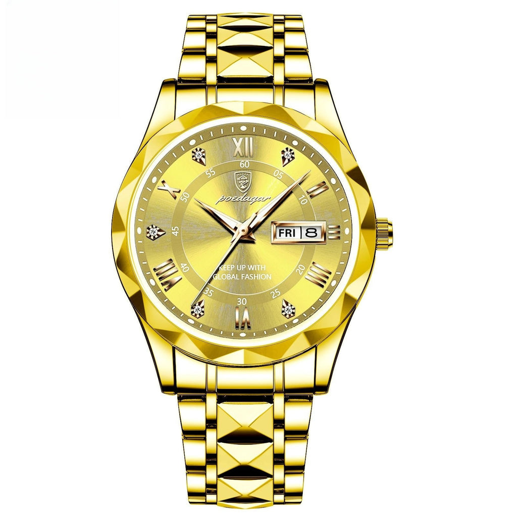 Men’s Waterproof Luminous Quartz Watch with Dual Calendar”