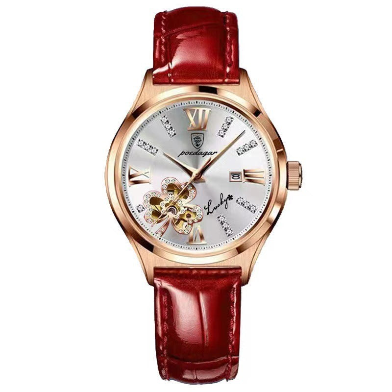 “Korean Style Waterproof Ladies Watch with Calendar”