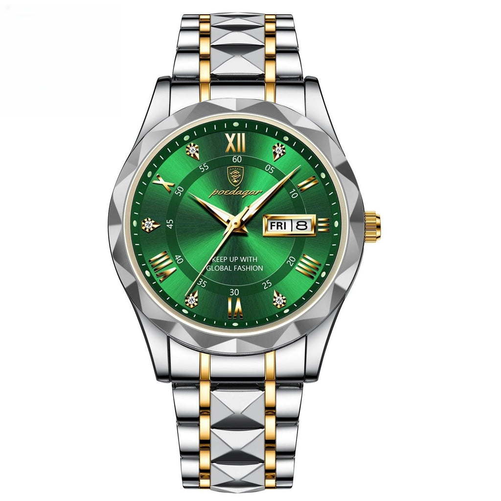 Men’s Waterproof Luminous Quartz Watch with Dual Calendar”